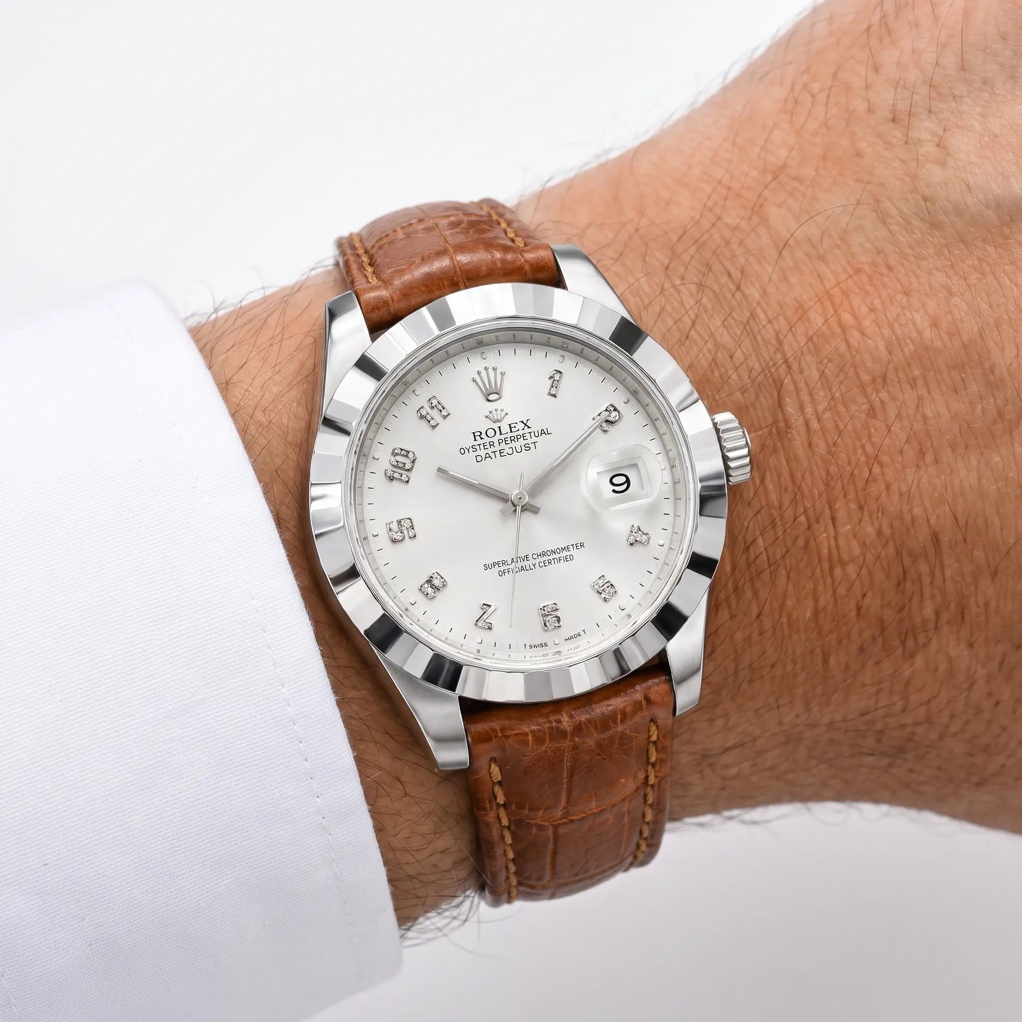 RLX Datejust White Dial Brown Strap Watch