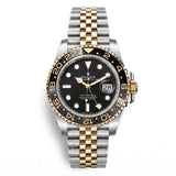 Rol-ex GMT-Master Men's Luxury Watch – Black & Gold Bezel, Two-Tone Stainless Steel Chain