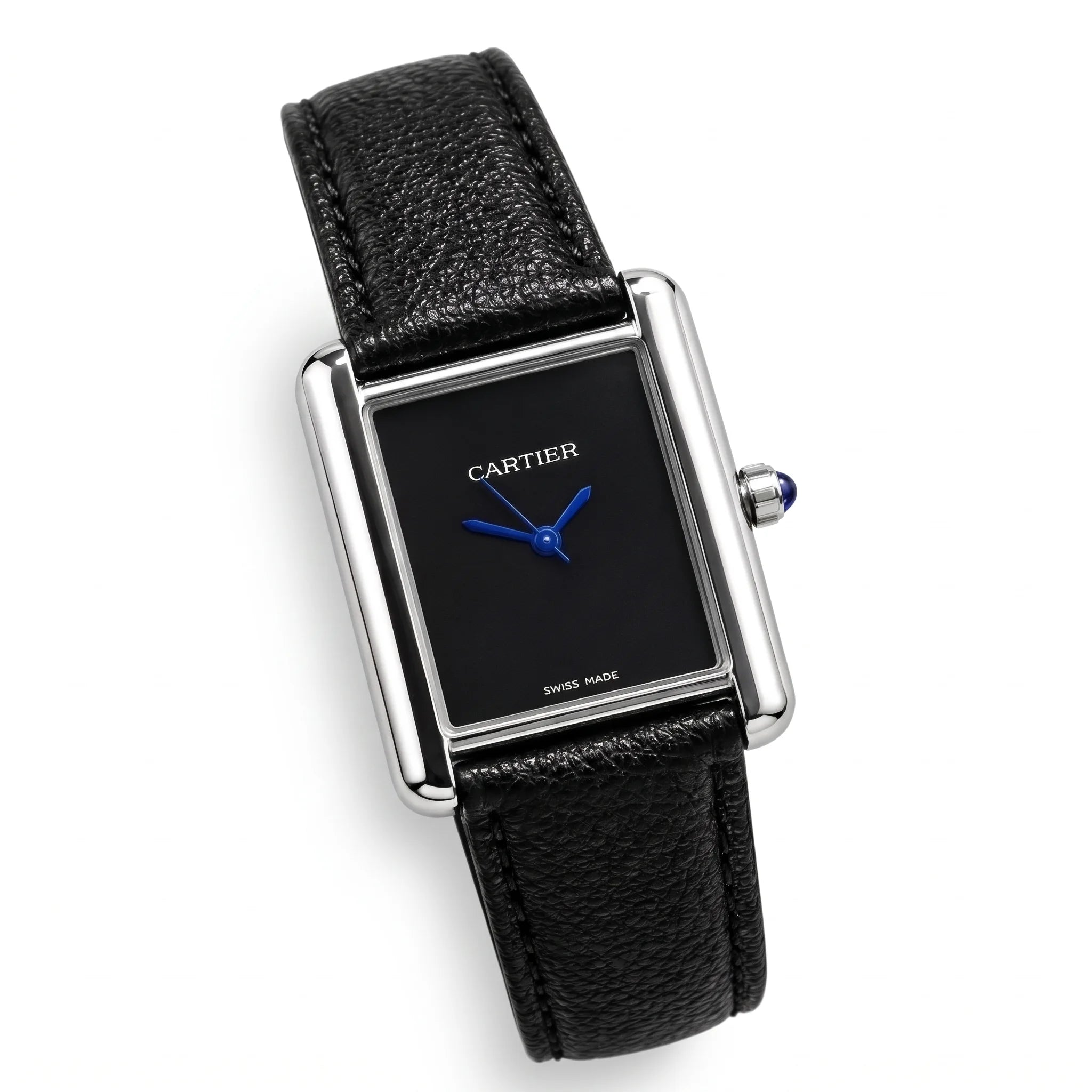 Cartier Tank Black Slim Dial Strap Watch