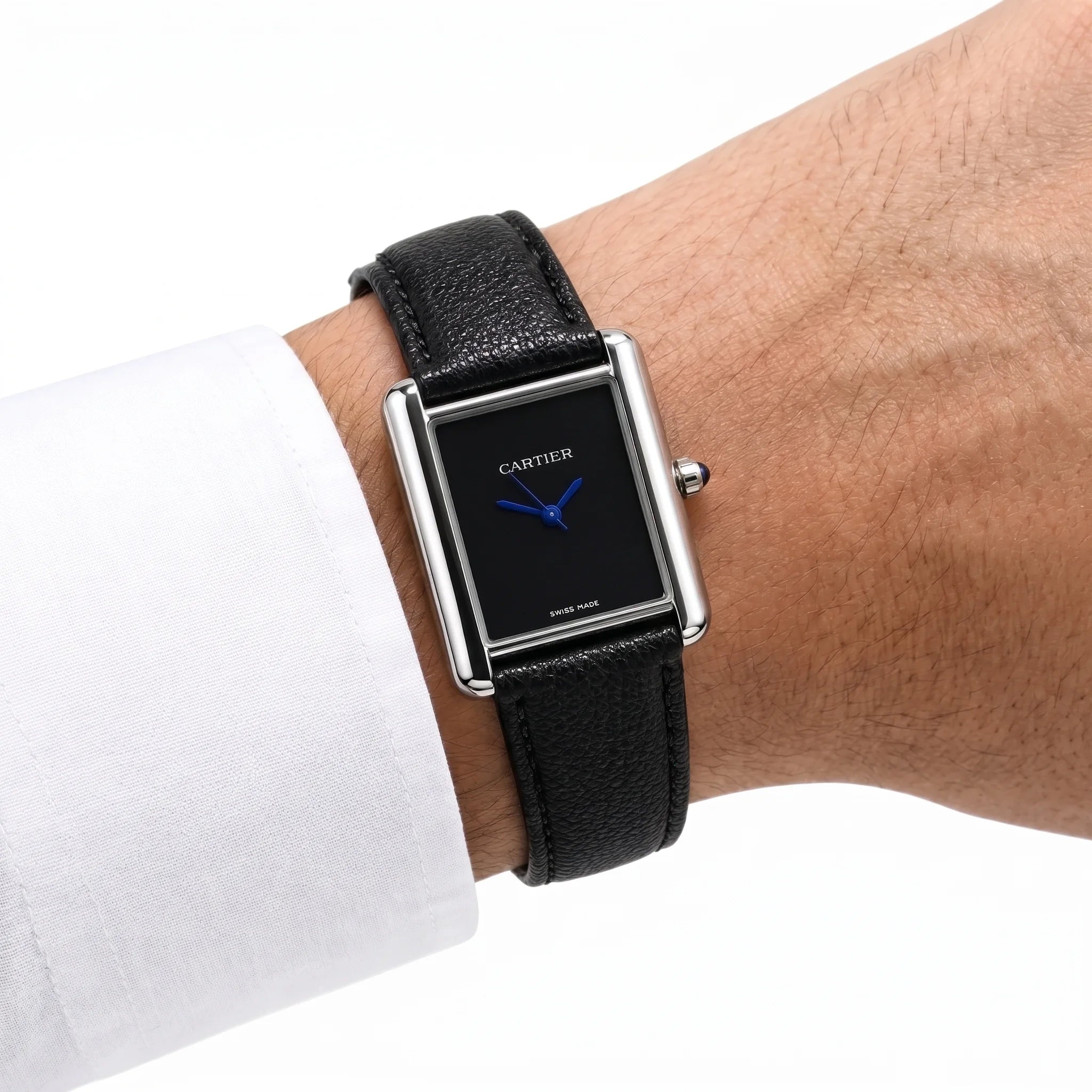Cartier Tank Black Slim Dial Strap Watch