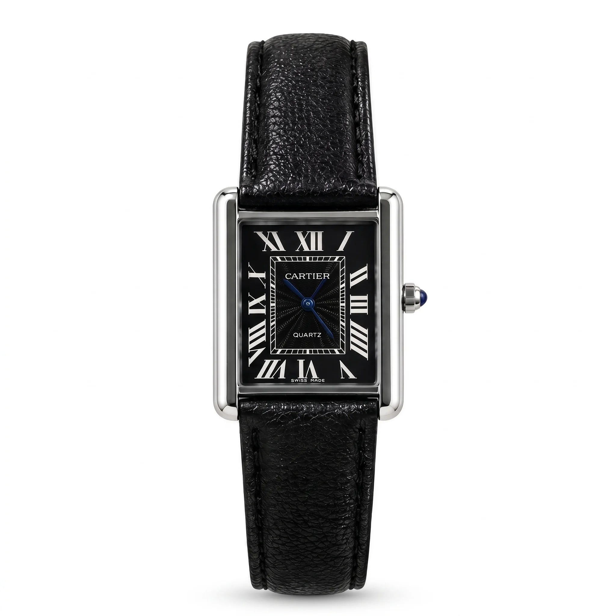 Cartier Tank Black Roman Slim Dial Strap Watch