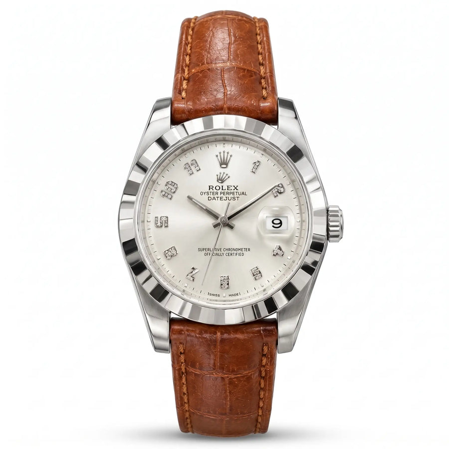 RLX Datejust White Dial Brown Strap Watch