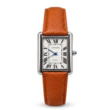 Cartier Tank White Slim Dial Brown Leather Strap Watch