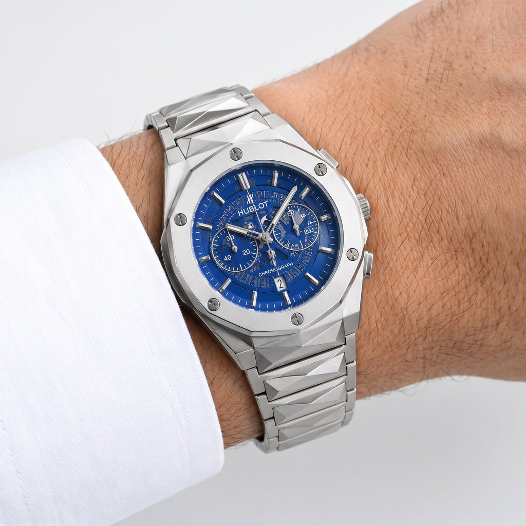 Hublot Watch Diamond Cut Blue Dial