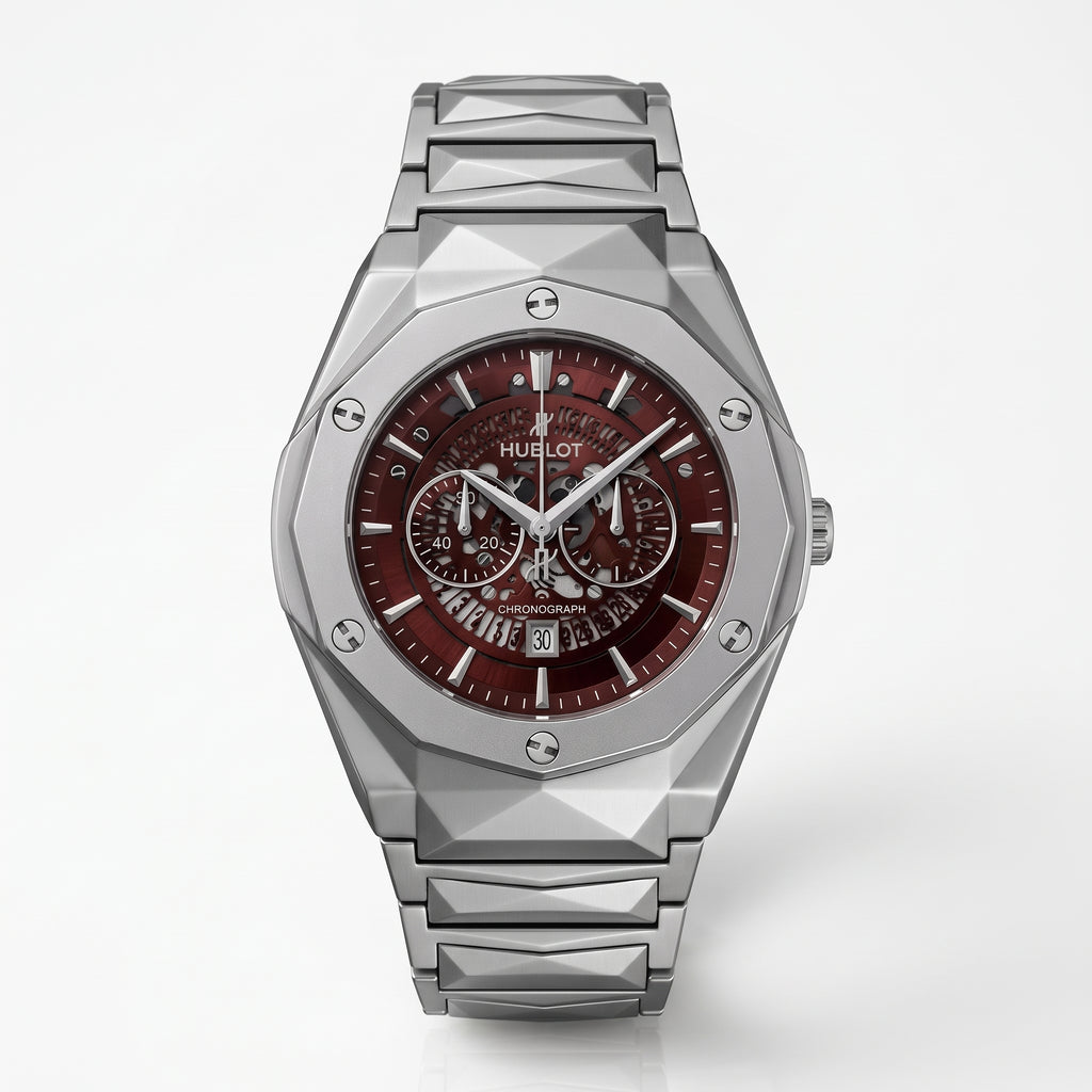 Hublot Watch Diamond Cut Brown Dial