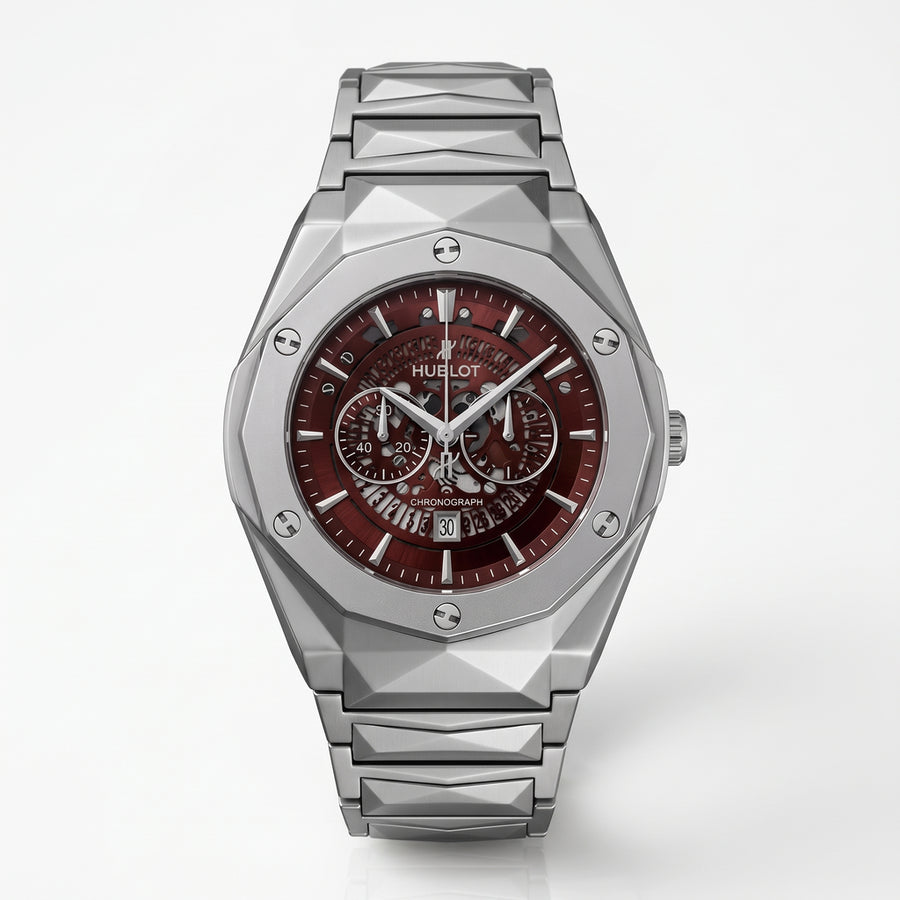 Hublot Watch Diamond Cut Brown Dial