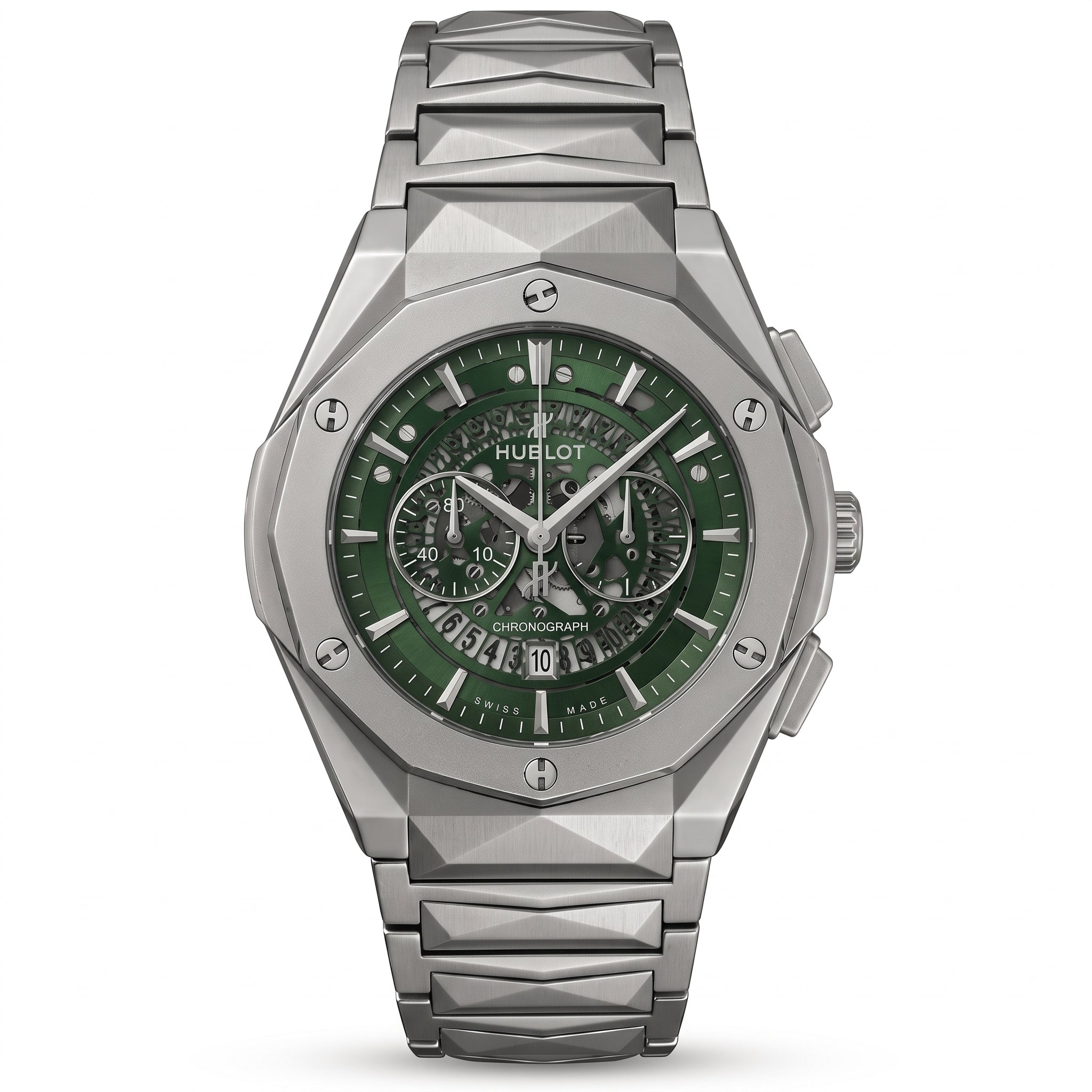 Hublot Watch Diamond Cut Green Dial