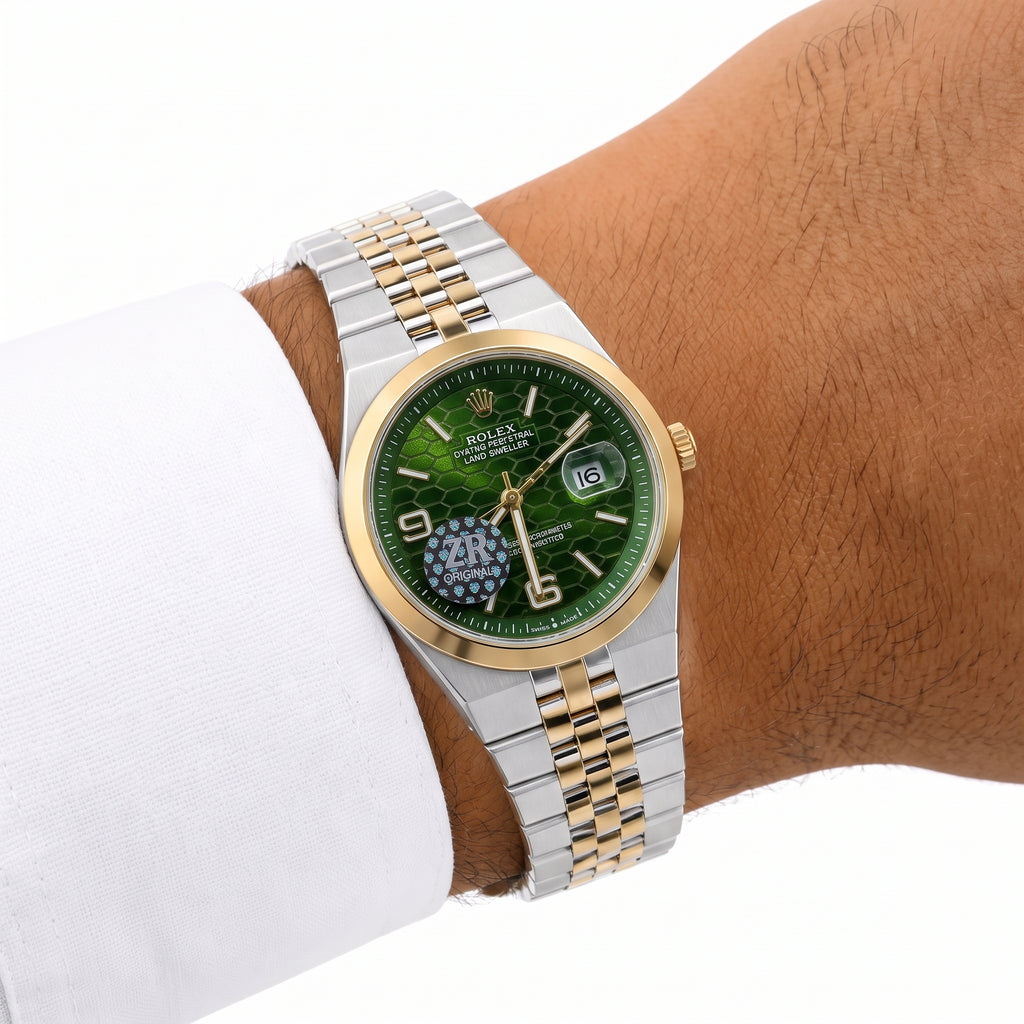 Rol-ex Date-just Watch-Green Dial