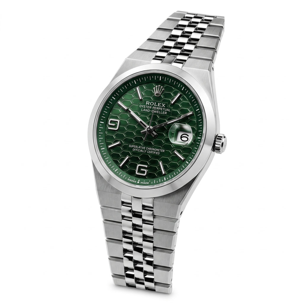 Rol-ex Date-just Watch-Green Dial