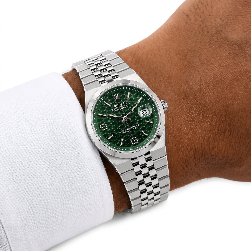 Rol-ex Date-just Watch-Green Dial