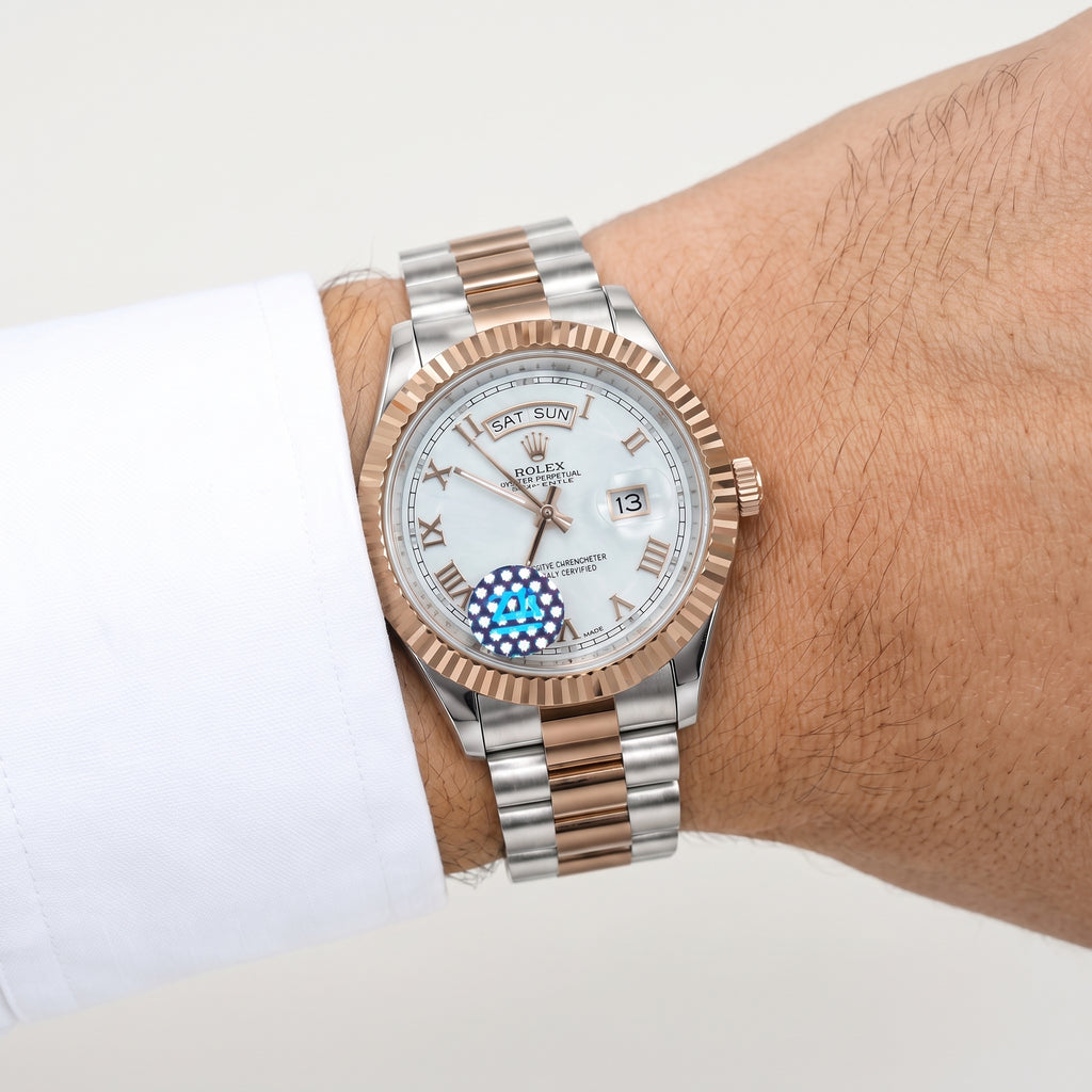 Rol-ex Day-Date Mother of Pearl White Dial