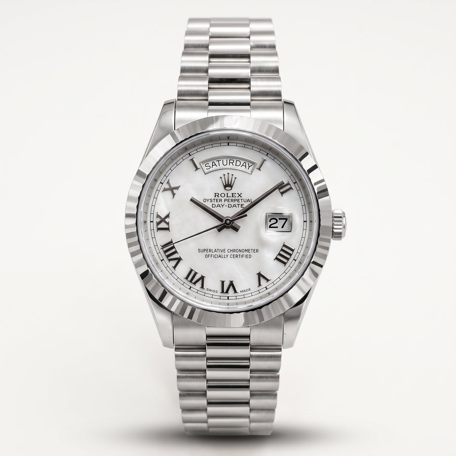 Rol-ex Day-Date Mother of Pearl White Dial