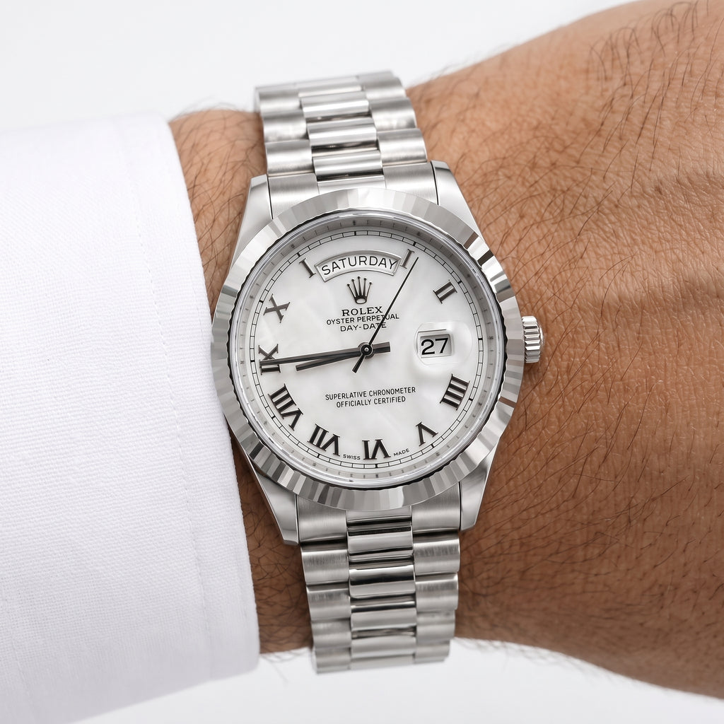 Rol-ex Day-Date Mother of Pearl White Dial