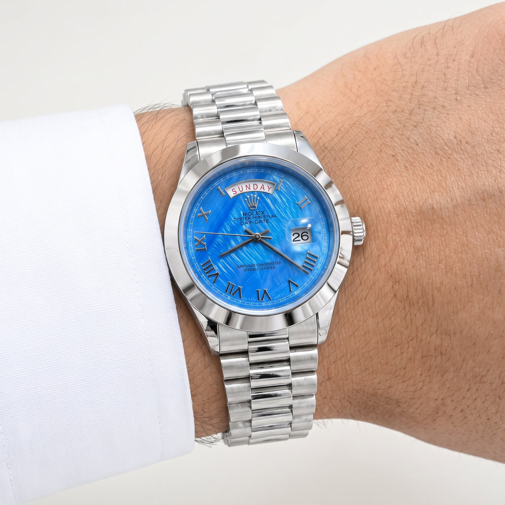 Rol-ex Day-Date Mother of Pearl Blue Dial