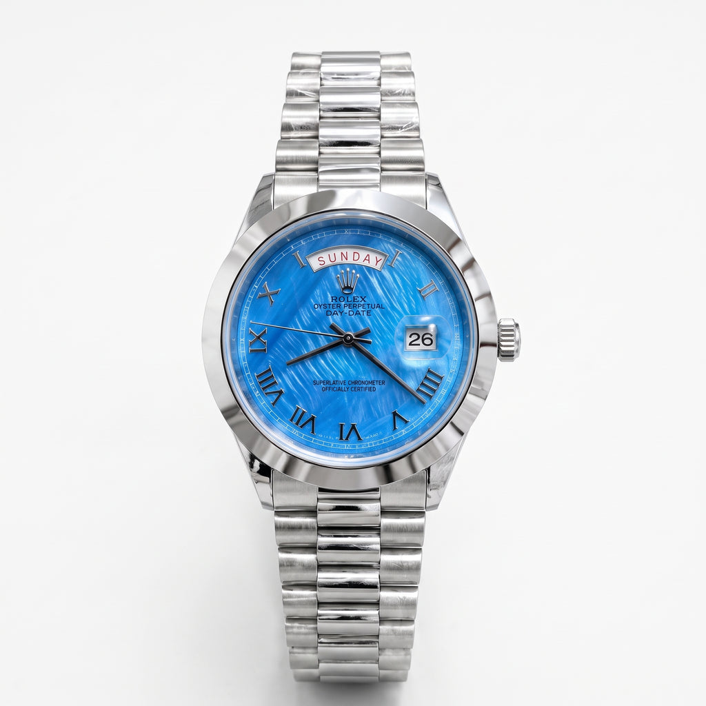 Rol-ex Day-Date Mother of Pearl Blue Dial